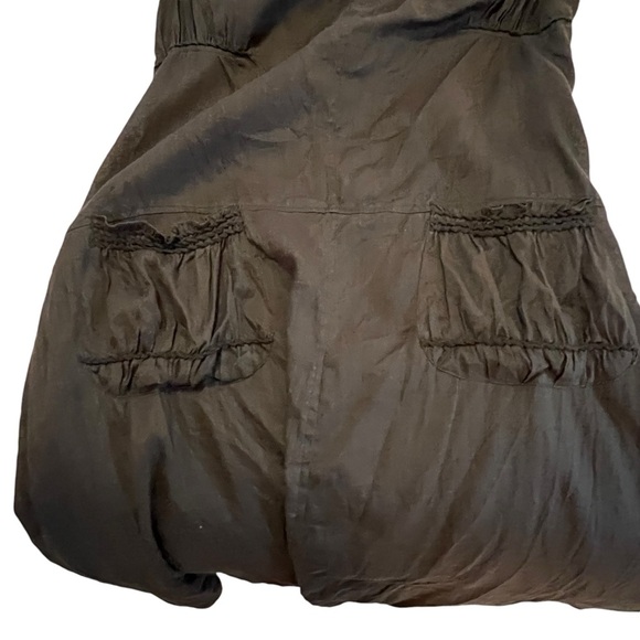 Max Studio Lagenlook Linen Dress with Pockets dark black slightly sheer Large - Picture 3 of 16